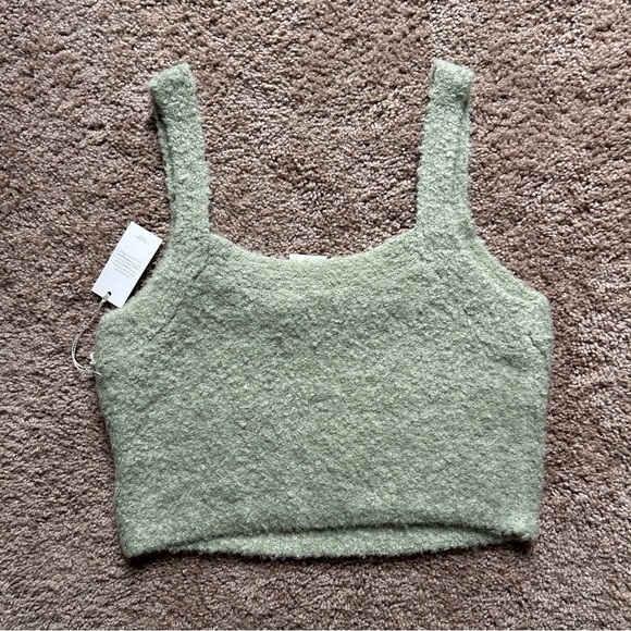 Abercrombie & Fitch Lounge Collection Sage Green Knit Boucle Tank NWT Medium - Picture 3 of 7